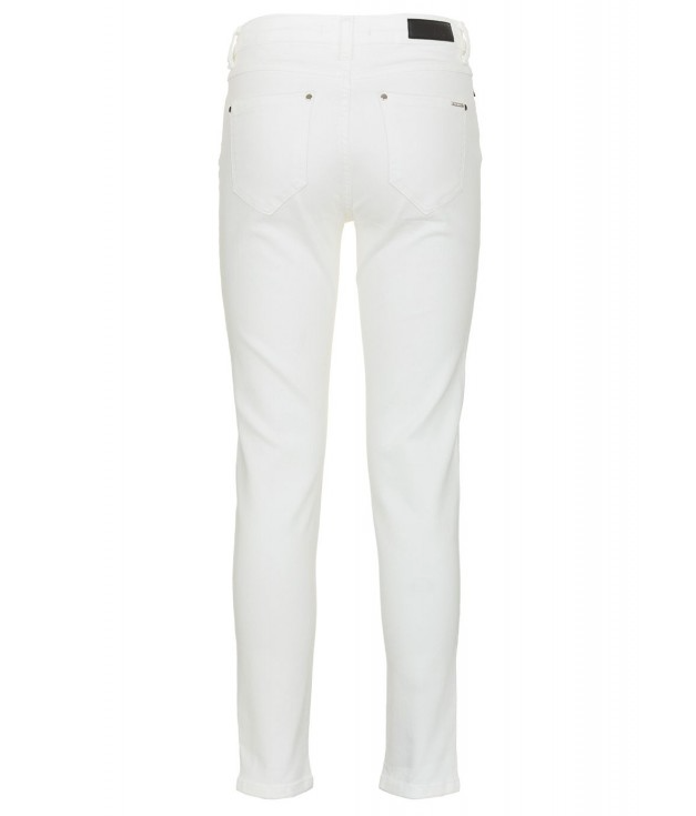 White High-Waisted Slim Denim Trousers