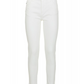 White High-Waisted Slim Denim Trousers