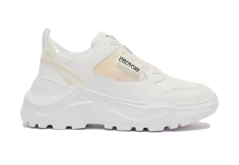 Iridescent White Low Top Luxury Trainers