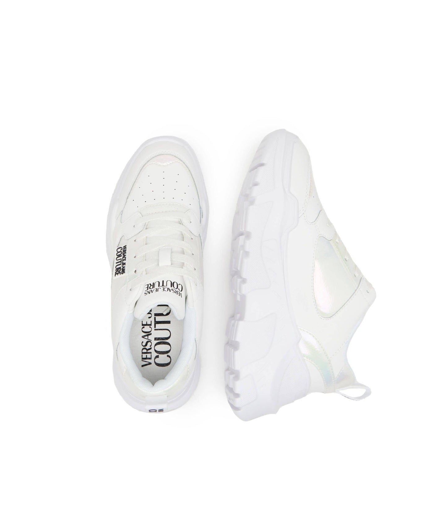 Iridescent White Low Top Luxury Trainers