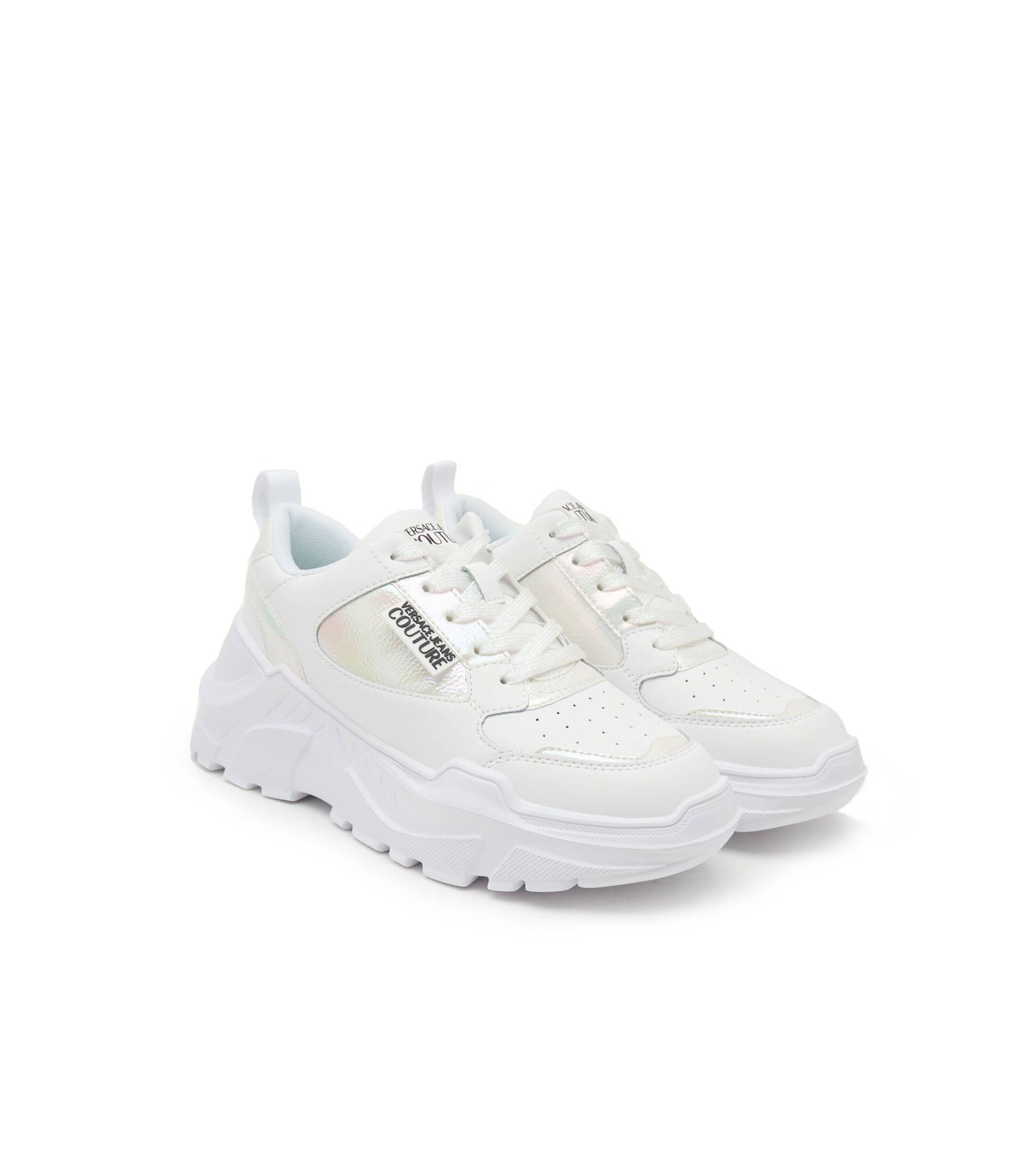 Iridescent White Low Top Luxury Trainers