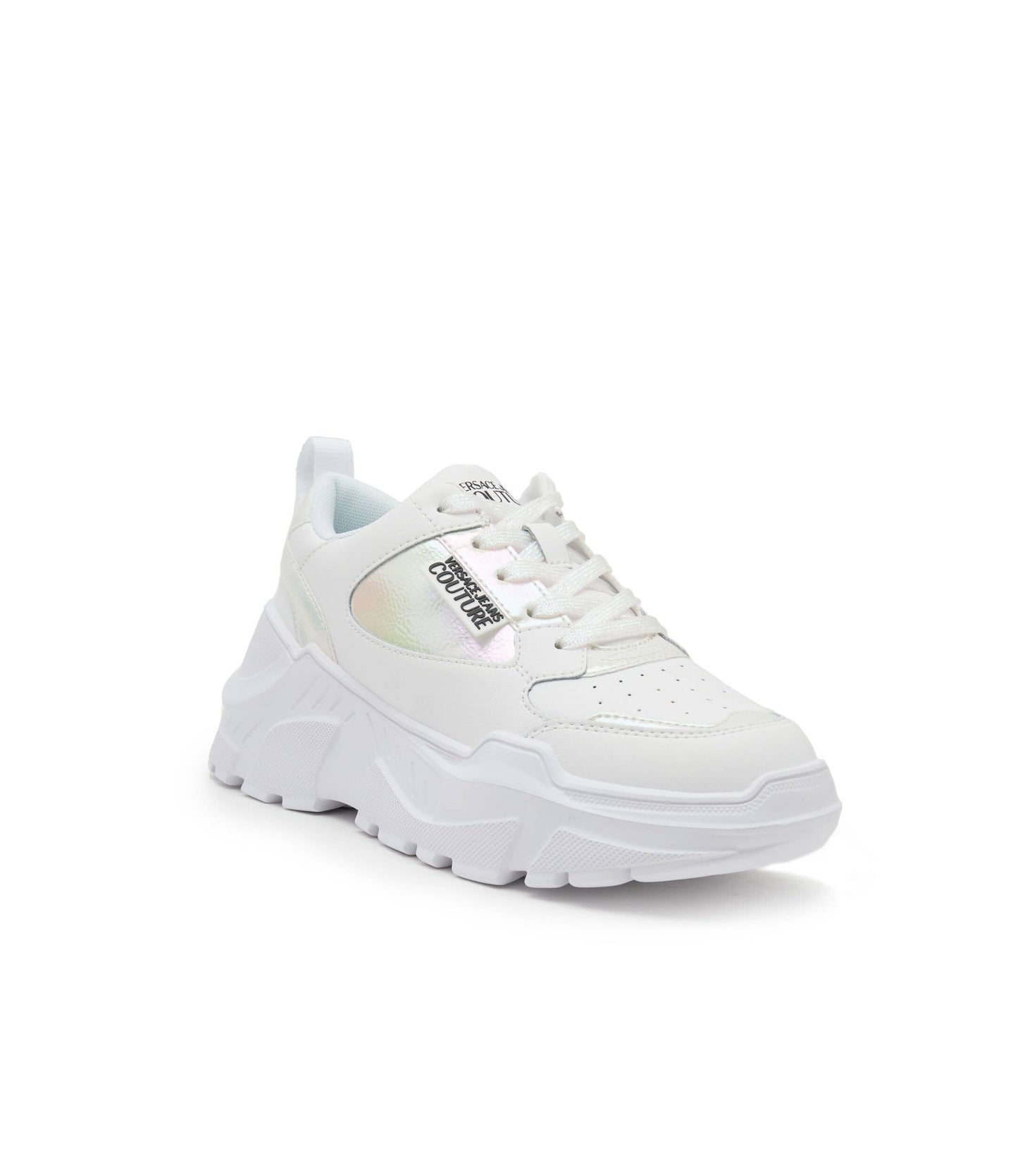 Iridescent White Low Top Luxury Trainers