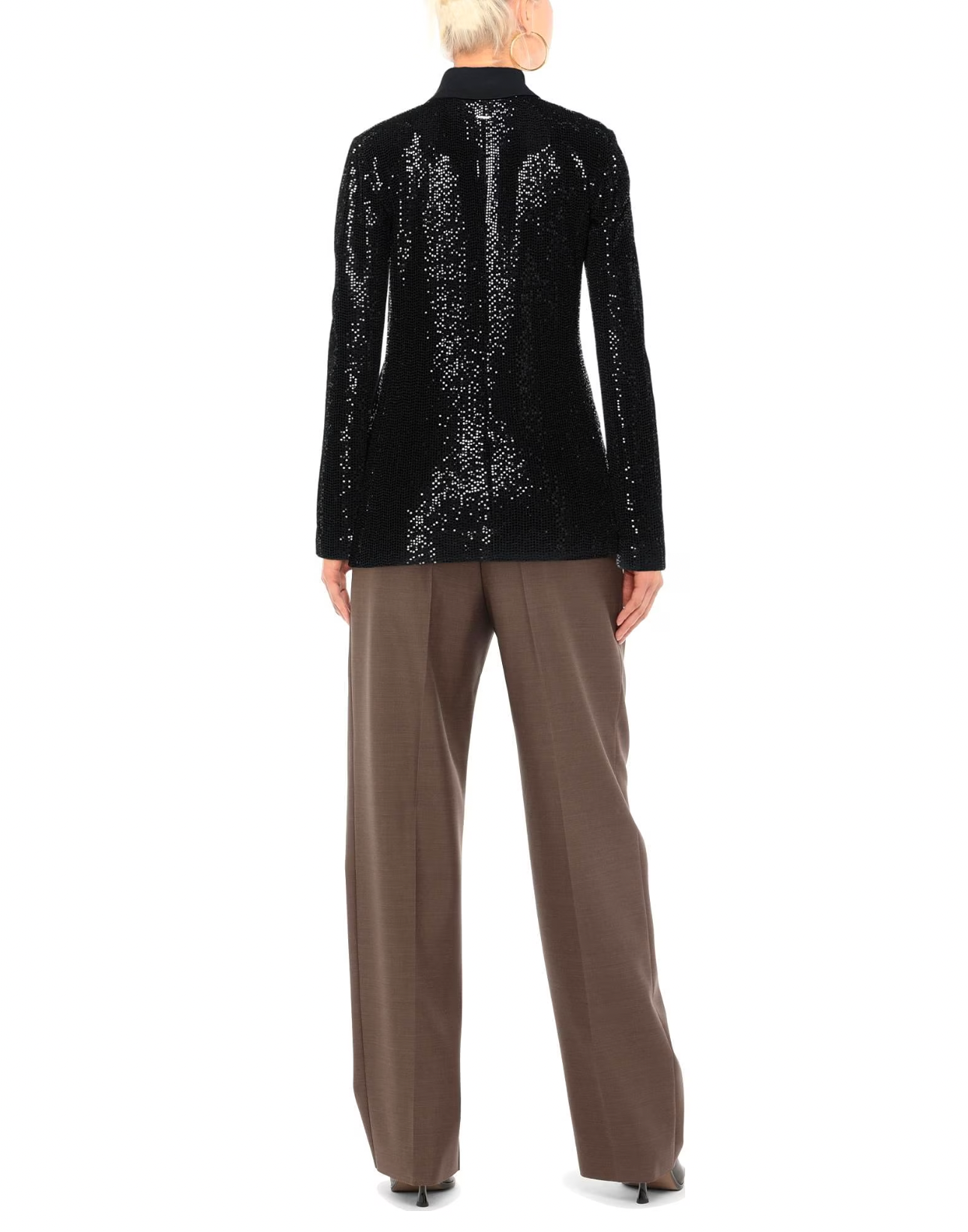 Elegant Sequined Black Tailored Jacket