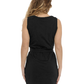 Elegant Sleeveless Black Cotton Dress with Belt