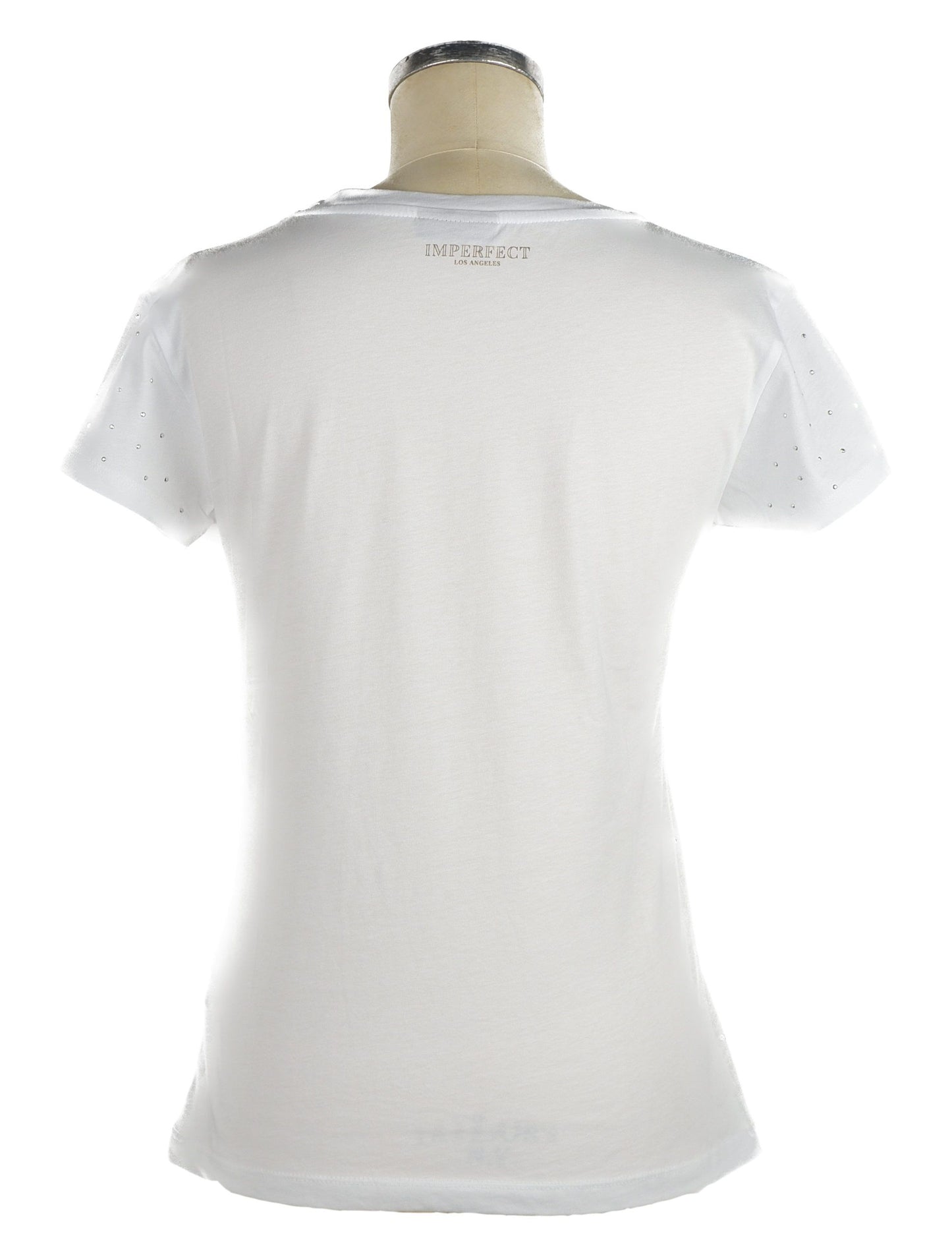 Chic White Graphic Tee with Stud Accents