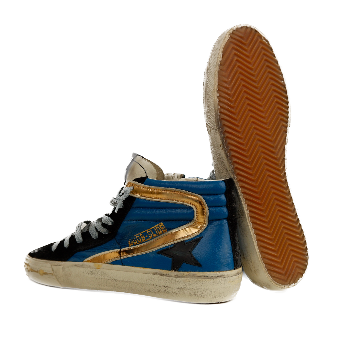 Iconic Black Blue Leather Sneakers