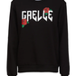 Elegant Black Crewneck Sweatshirt with Floral Accent