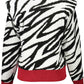 Zebra Chic Acrylic Blend Sweater With Red Trims