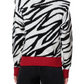 Zebra Chic Acrylic Blend Sweater With Red Trims