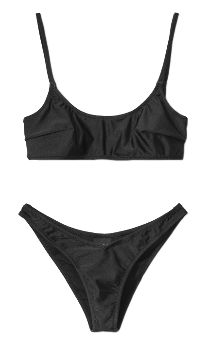 Sleek Black Nylon Bikini with Chic Logo Detail