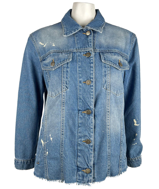 Chic Frayed Hem Denim Jacket