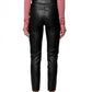 Chic Chain-Embellished Eco-Leather Pants