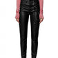 Chic Chain-Embellished Eco-Leather Pants