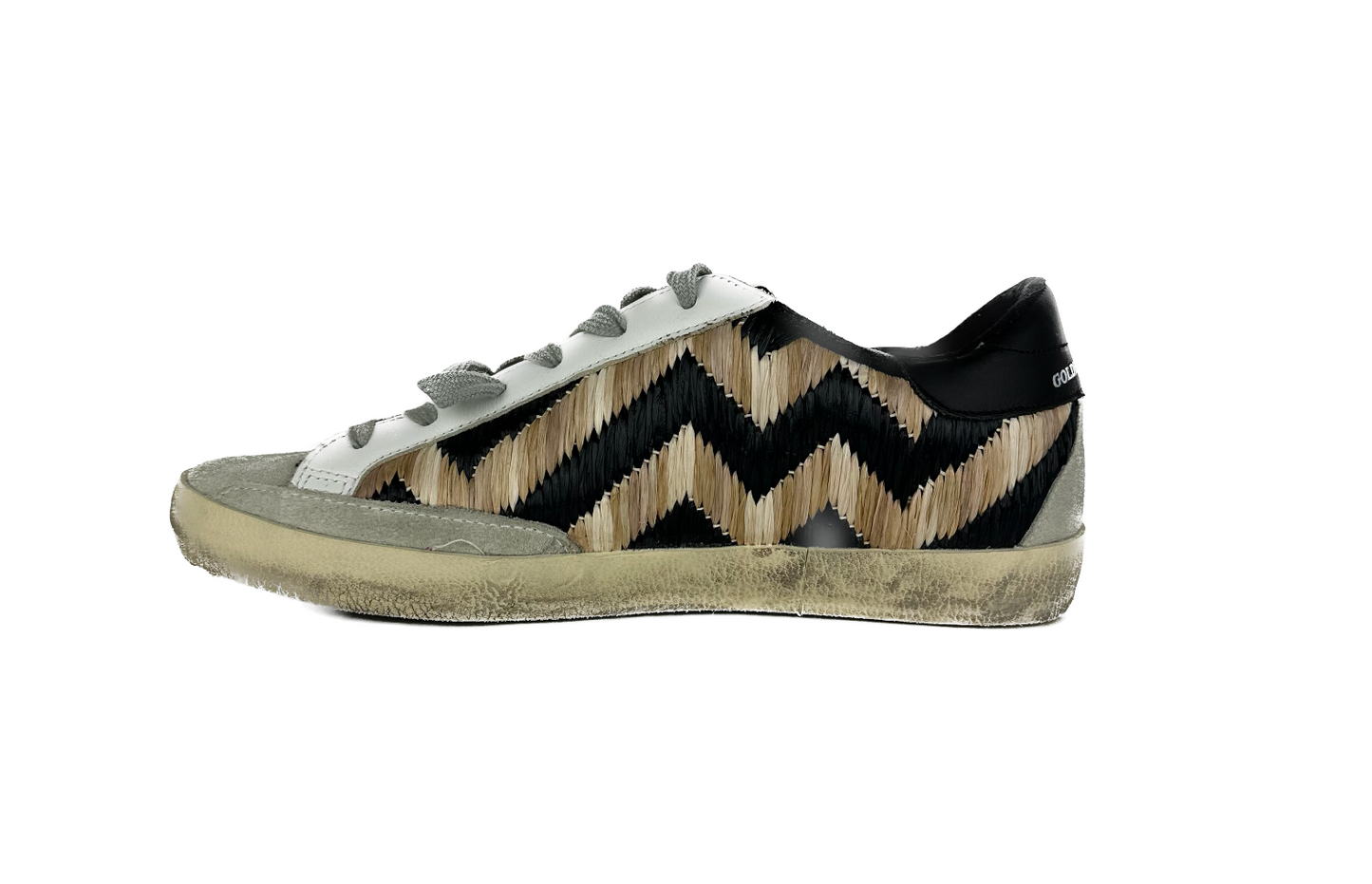 Chic Beige Woven Straw & Suede Sneakers