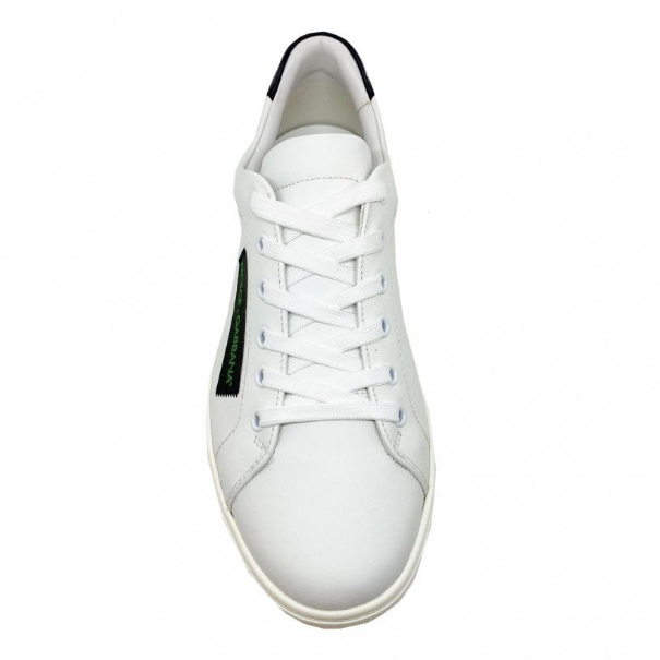 Elegant White Calfskin Sneakers with Black Detail