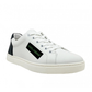 Elegant White Calfskin Sneakers with Black Detail