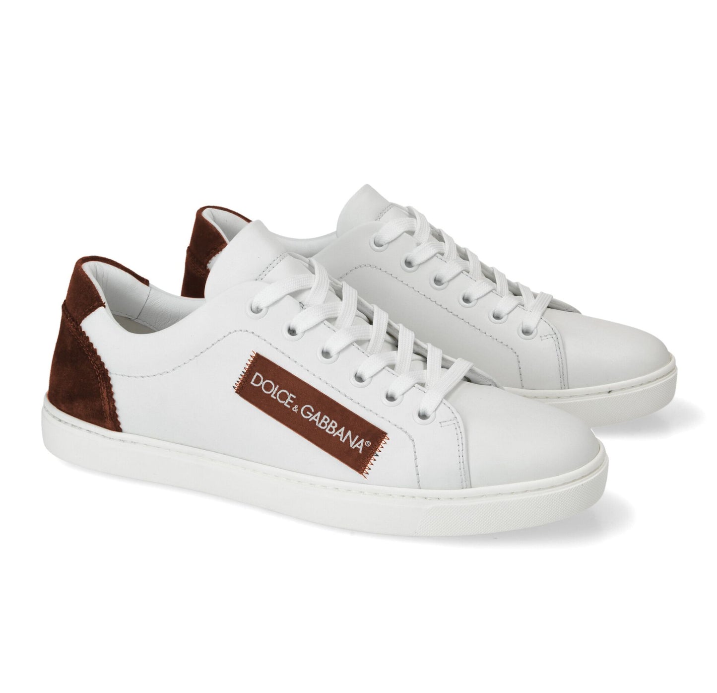 Elegant White Calfskin Sneakers with Suede Detail