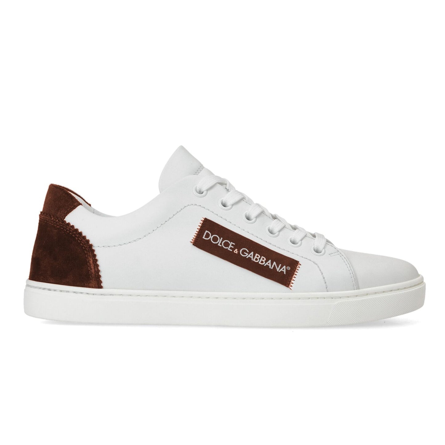 Elegant White Calfskin Sneakers with Suede Detail