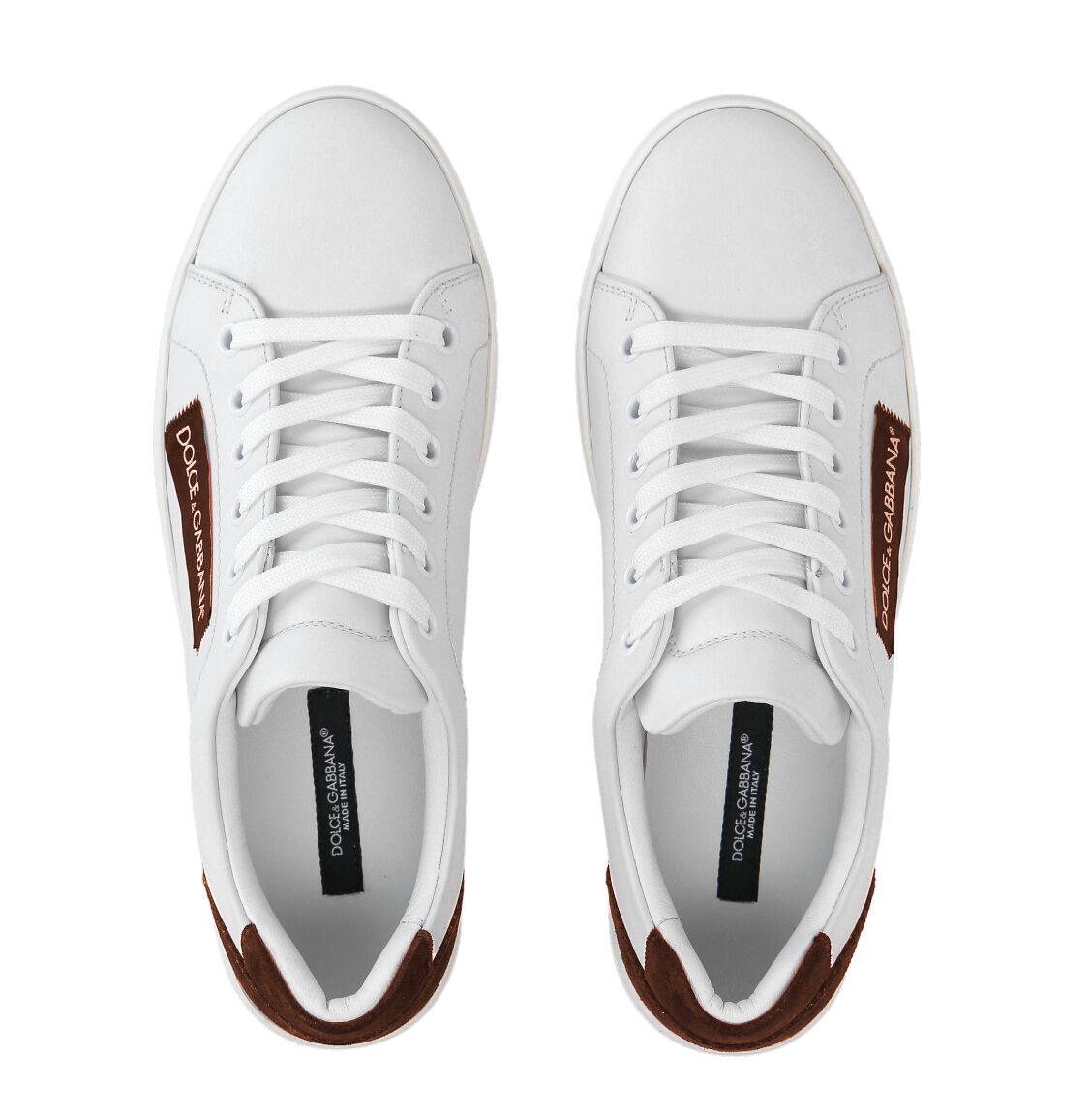 Elegant White Calfskin Sneakers with Suede Detail