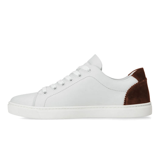 Elegant White Calfskin Sneakers with Suede Detail