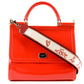 Elegant Red Sicily Shoulder Bag with Gold-Tone Accents