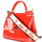 Elegant Red Sicily Shoulder Bag with Gold-Tone Accents