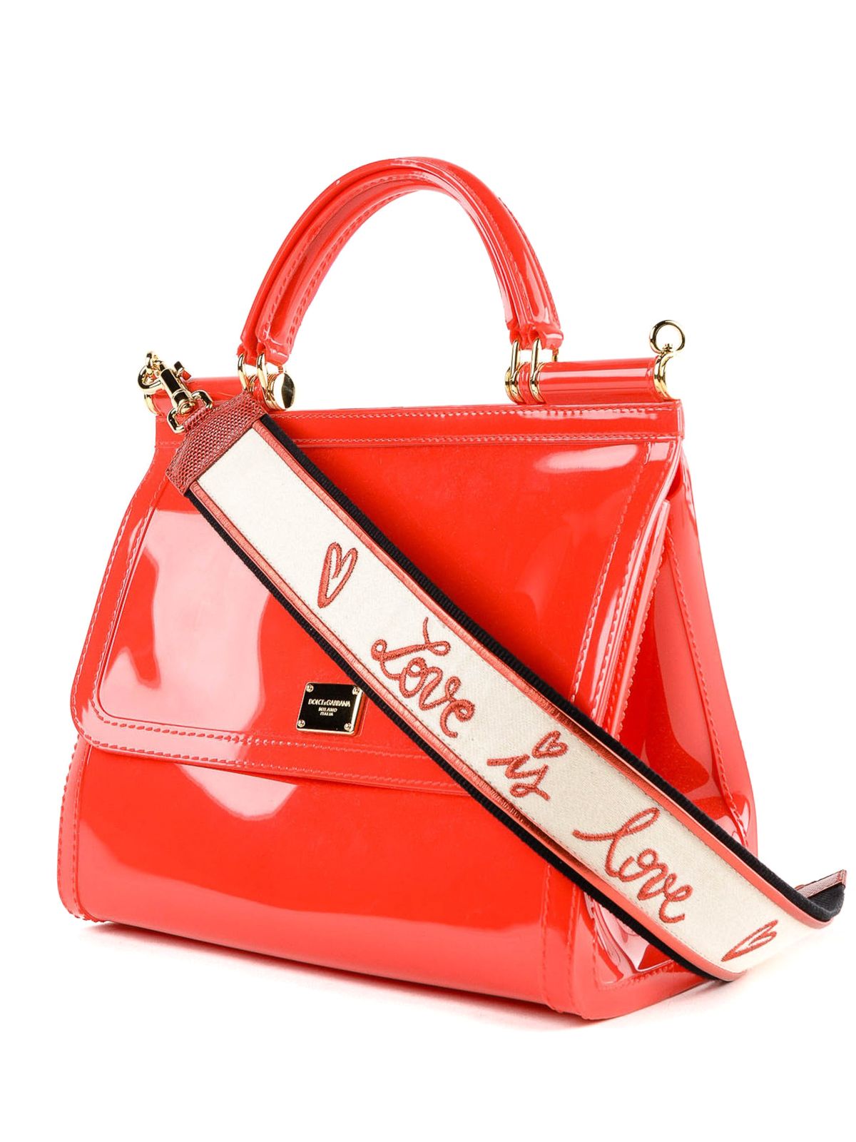 Elegant Red Sicily Shoulder Bag with Gold-Tone Accents