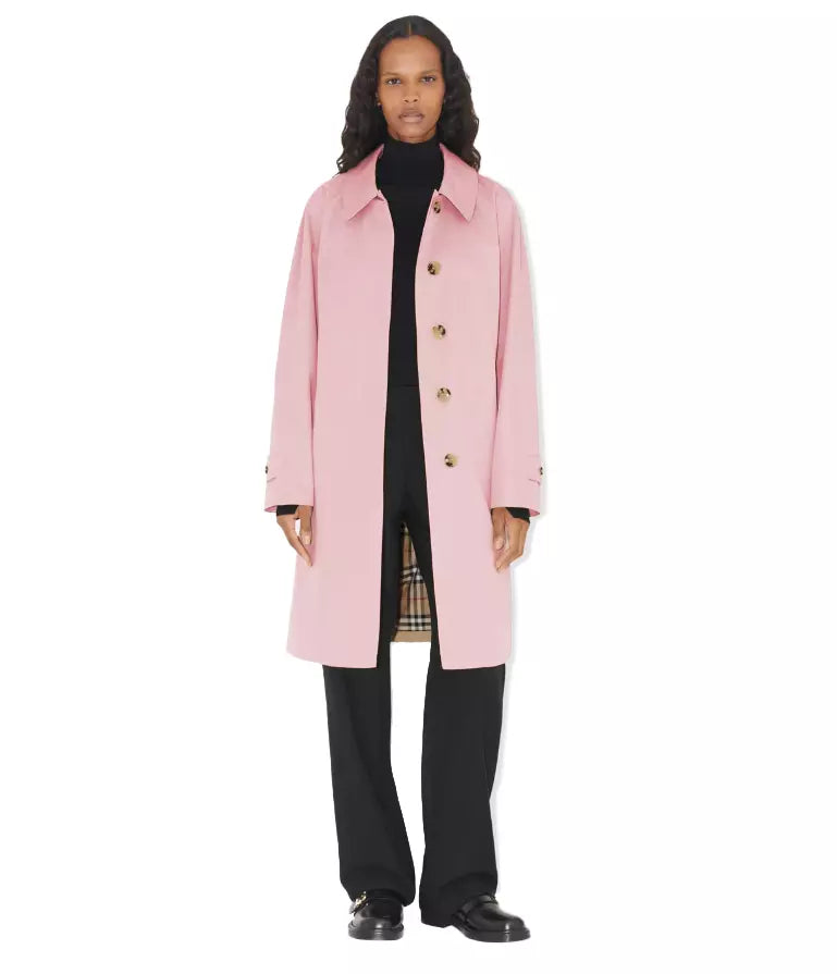 Elegant Cotton-Blend Trench Coat in Pink