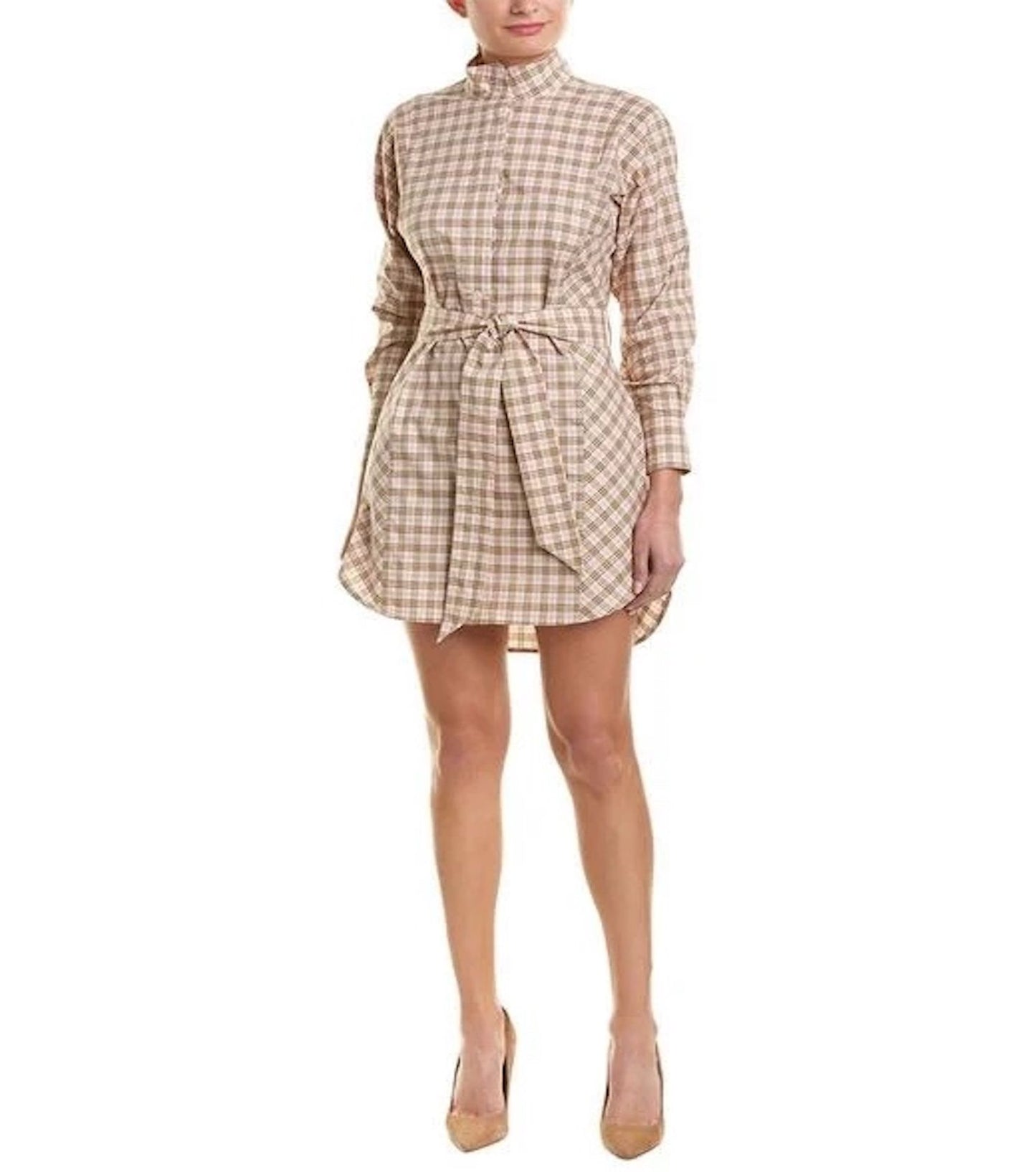 Iconic Check Cotton Shirt Dress in Sweet Pink