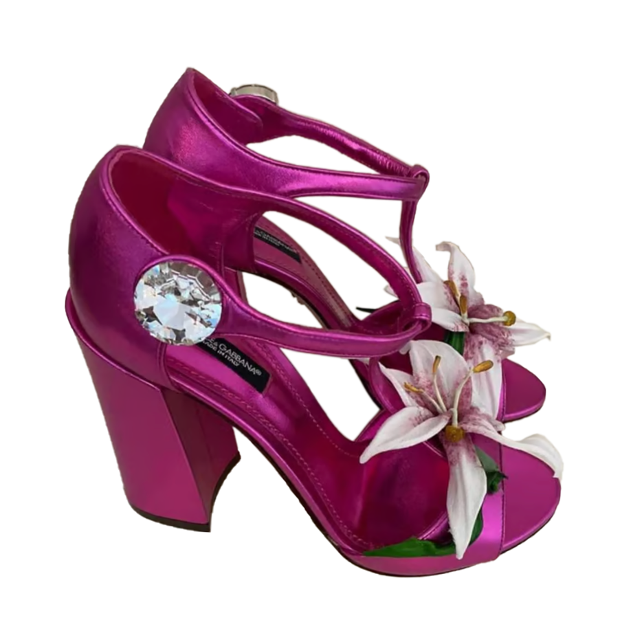 Fuchsia Jewel Embellished Lambskin Pumps