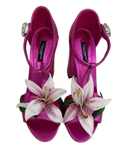 Fuchsia Jewel Embellished Lambskin Pumps