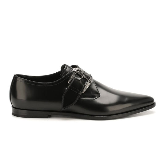 Sleek Calfskin Leather Shoes with Buckle