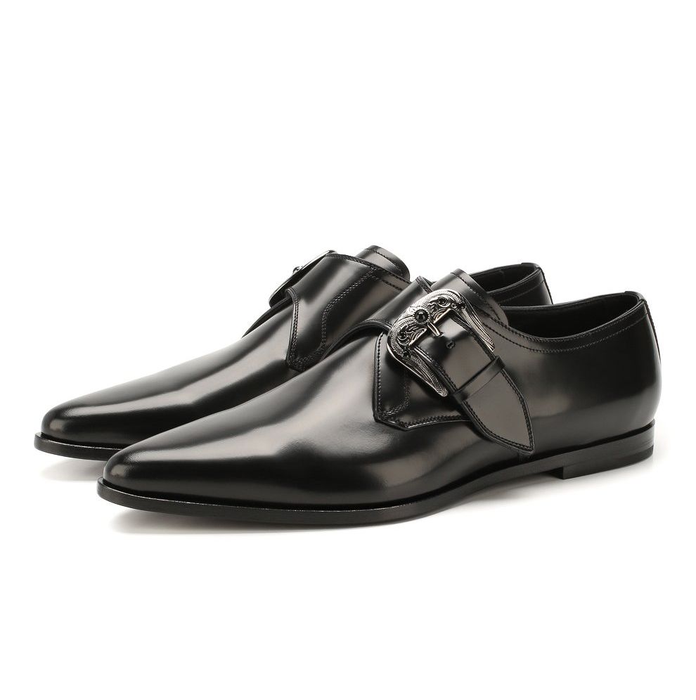 Sleek Calfskin Leather Shoes with Buckle