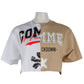 Beige Couture Logo Tee with Two-Tone Print