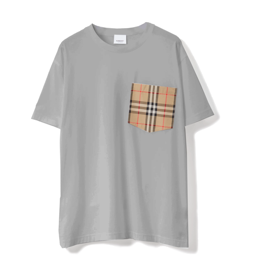 Oversized Chest Pocket Cotton Tee - Gray