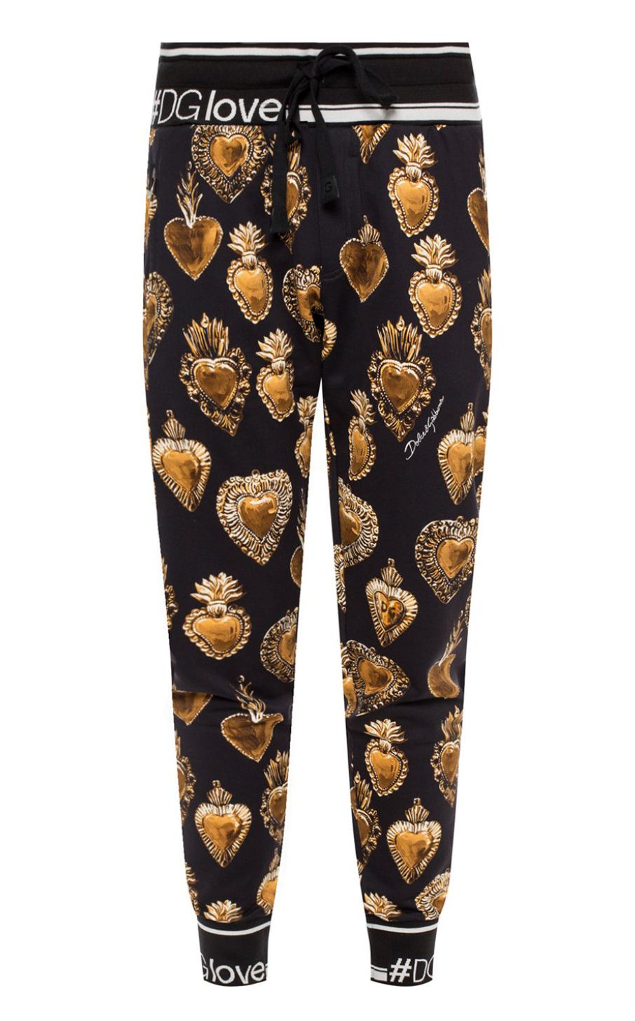 Gold Heart Print Cotton Joggers