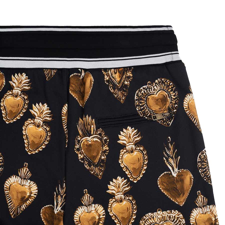 Gold Heart Print Cotton Joggers