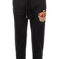 Embroidered Crown Sport Pants - Elegant Black