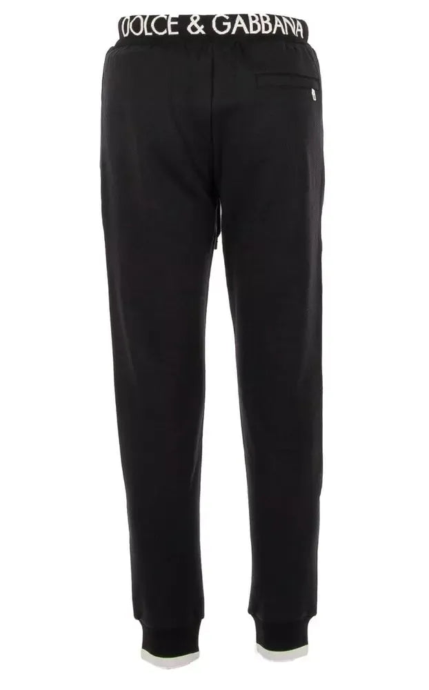 Embroidered Crown Sport Pants - Elegant Black