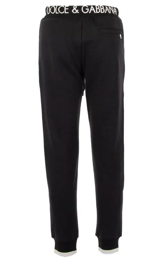 Embroidered Crown Sport Pants - Elegant Black