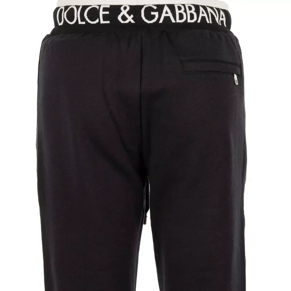 Embroidered Crown Sport Pants - Elegant Black