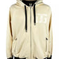 Beige Cotton Hooded Sweatshirt with Zipper Closure