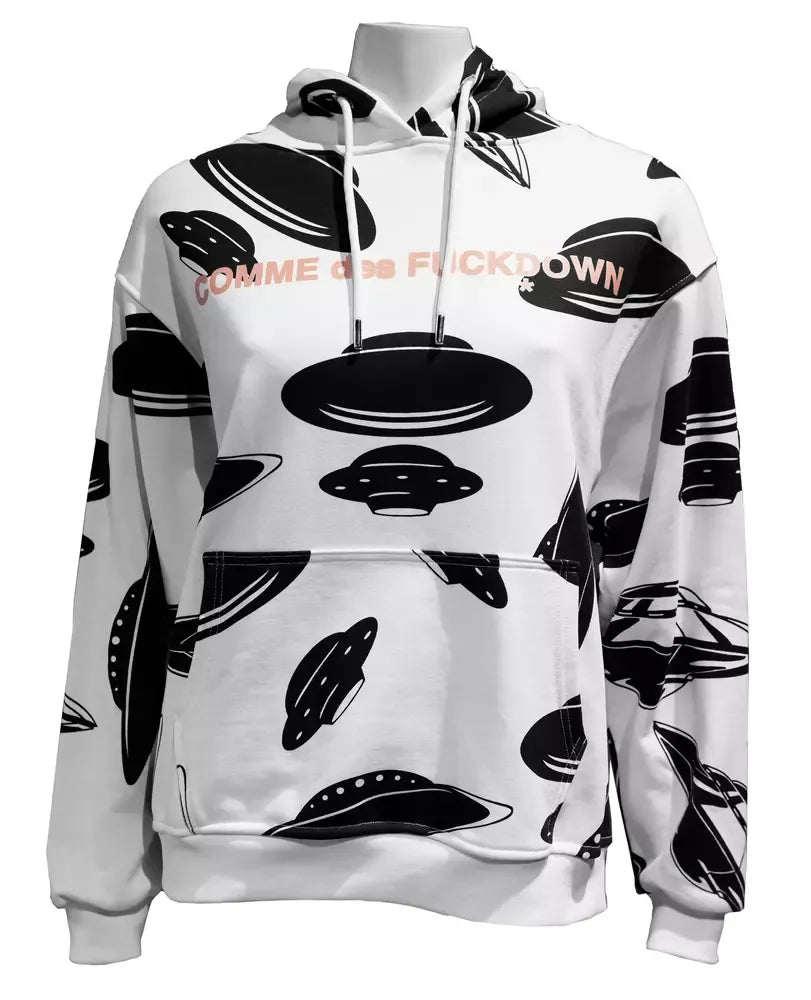 UFO Print Cotton Sweatshirt with Pink Logo