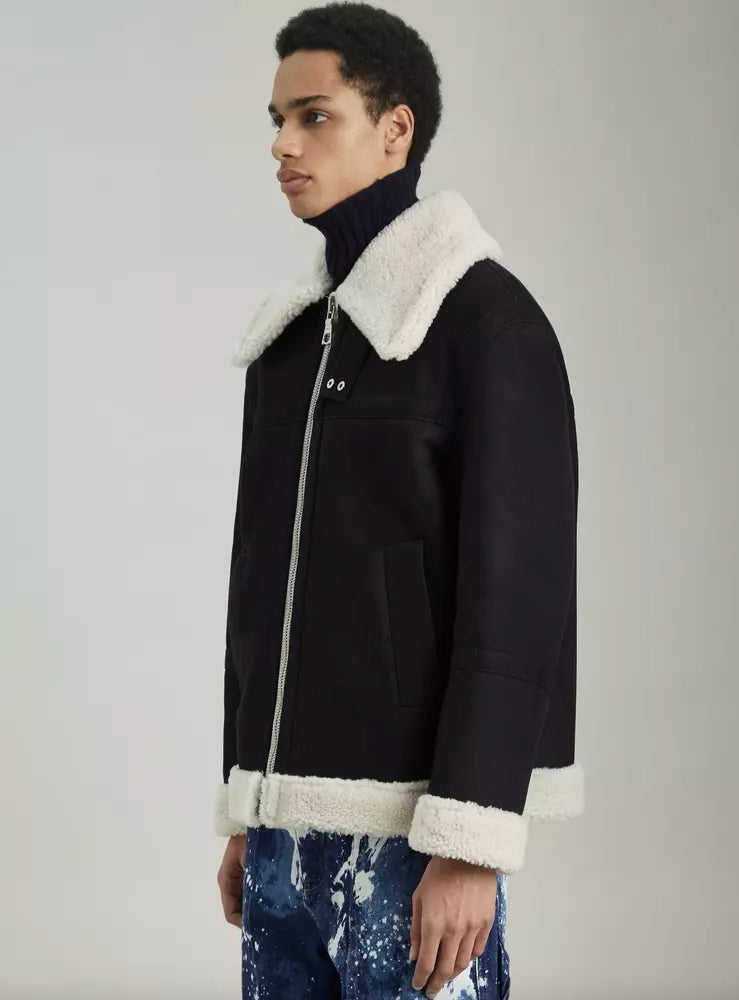 Chic Shearling Collar Zip Jacket