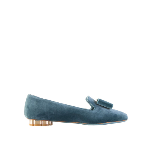 Elegant Velvet Blue Ballerinas