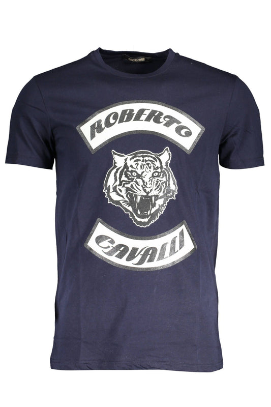 Sleek Blue Printed Tee with Logo
