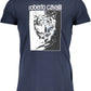 Sophisticated Blue Crew Neck Tee with Signature Print