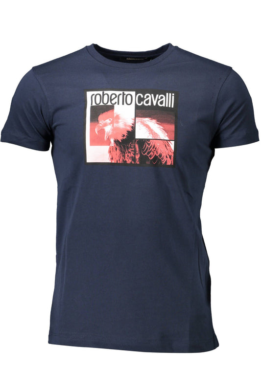Sleek Blue Printed Crew Neck Tee