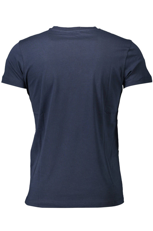 Sleek Blue Printed Crew Neck Tee