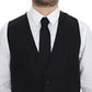 Gray Striped Wool Dress Vest Gilet